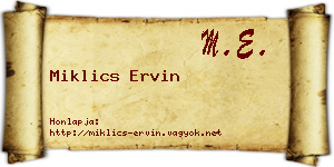 Miklics Ervin névjegykártya