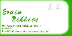 ervin miklics business card